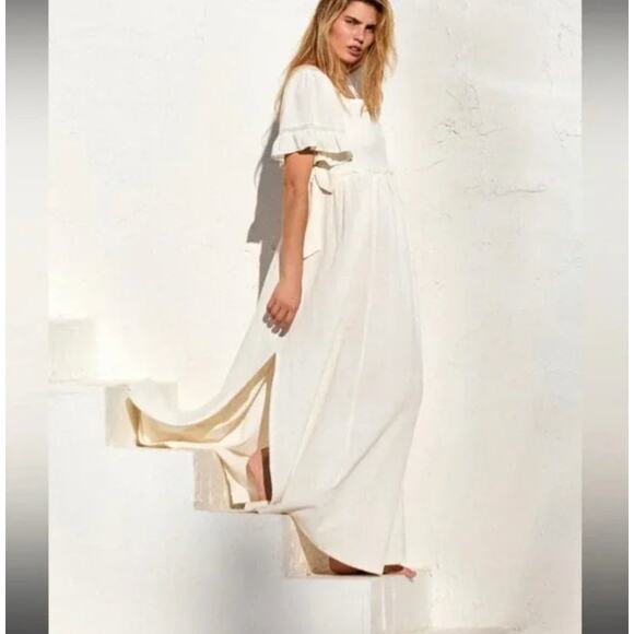 FREE PEOPLE Free-est La Vie Maxi Dress Ivory Cream Sz S {3N39} - Picture 2 of 10